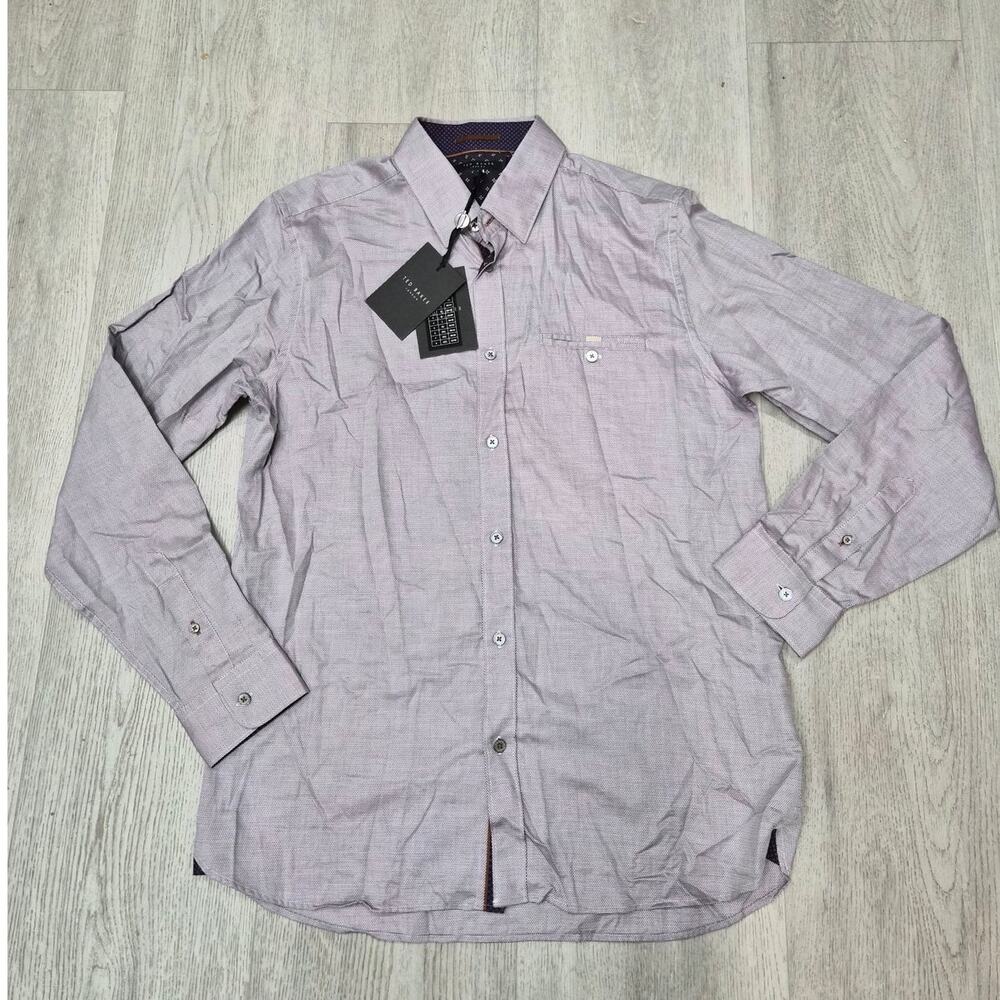 NWT Ted Baker Purple Patterned Dress Shirt Size 4